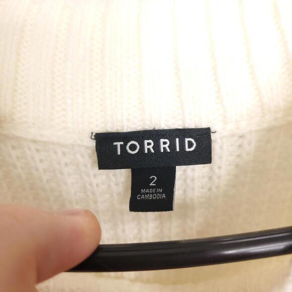 Torrid Sweater Womens 2X Short Sleeve Neutral Cream Waffle Cable Knit Classic - Picture 5 of 9